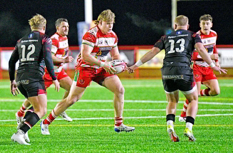 Gabe Hawley on the attack for Llandovery