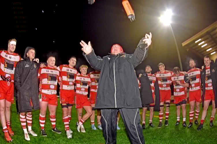 Joc Walters celebrates Llandovery's win