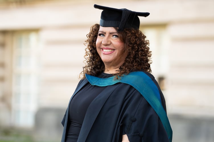 Joanne Wozencroft, from Ystradgynlais, who has graduated from UWTSD with First Class Honours after returning to study following a 16-year break
