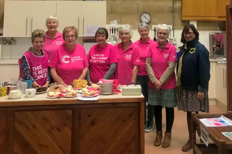Llandrindod Wells Cancer Research UK fundraising team and Jessica Weale, who is on the right