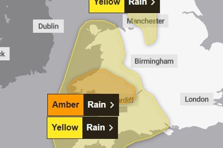 Amber weather warning for South Wales 