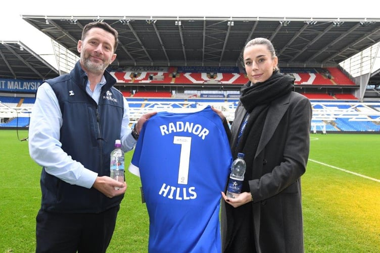 Leon Tarr of Radnor Hills and Zoe Jenkins from Cardiff City FC at the new partnership launch