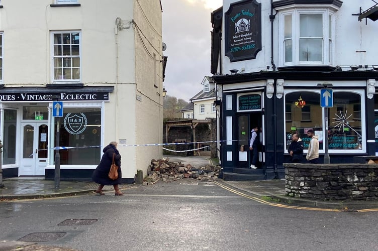 What looks like a chimney fell and smashed onto St Michael's Street