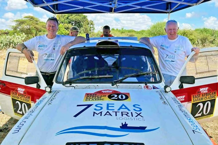 All smiles: Malcolm Rich from Trefeitha and co-driver Ron Mounsley from Kidwelly completed the arduous African event