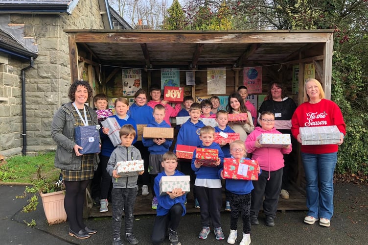 Llanelwedd Primary School pupils have contributed to Care & Repair Powys’ festive shoebox appeal