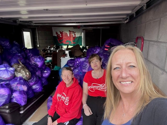 Slimming World members donate clothes as part of the Big Clothes Throw for Cancer Research UK