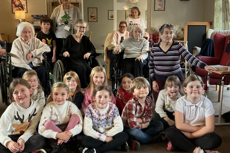 Llangors Church in Wales Primary School pupils at Brookside Nursing Home.
