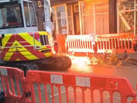 Workers strike cable causing massive sparks on High Street