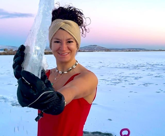 Ice Maiden Zoe chills in hills for a dip in  Llyn Cwm Llwch 