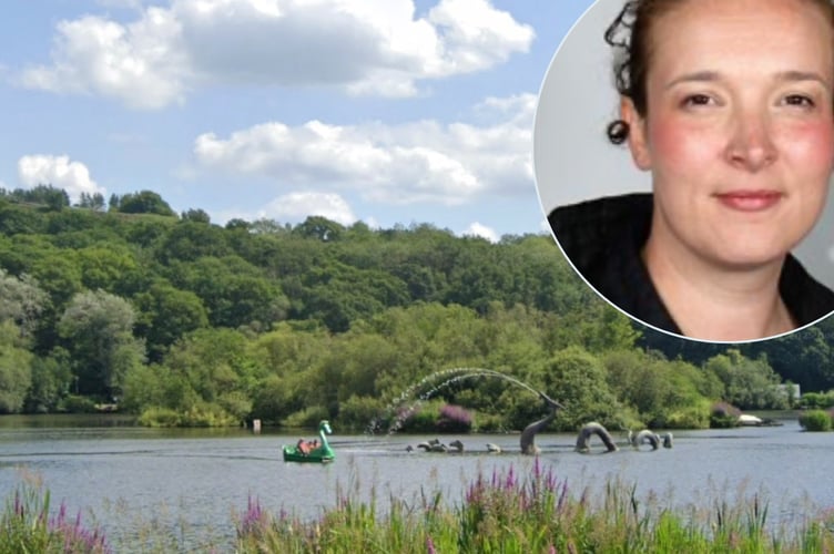 The lake with Cllr Josie Ewing (inset)