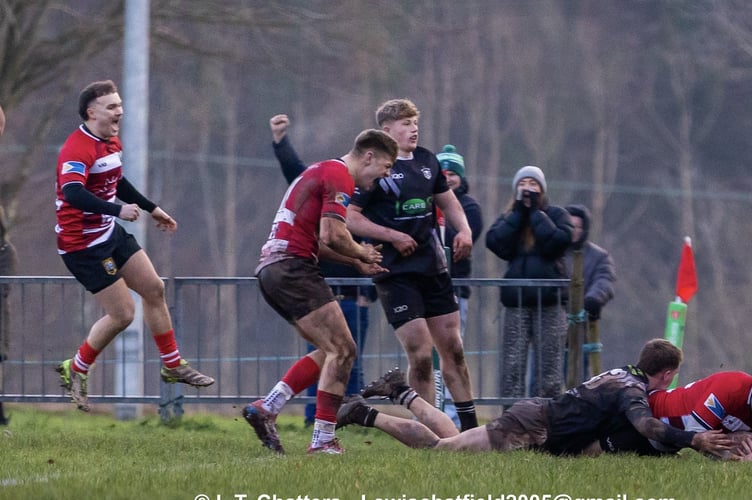 JAKE Newman scores Brecon's winning try.

