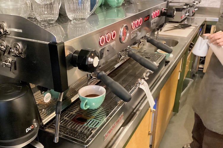 PICTURE CAPTION: The new coffee machine being used at Shepherd’s Parlour, Hay-on-Wye.