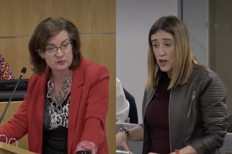 Jane Dodds (right) questioned First Minister Eluned Morgan at the Senedd about health checks and support for people with learning disabilities in Wales