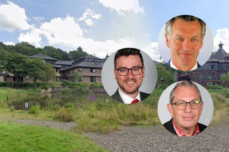 Powys’ cabinet has faced criticism from the Conservative group over its involvement in a Home Office asylum housing pilot. Clockwise from left: Cllrs Matthew Dorrance, Aled Davies and Pete Lewington