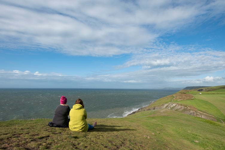 Taking in the view at Mwnt, Ceredigion, Wales