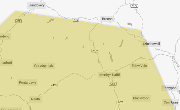 Local areas covered by the Met Office’s yellow wind and rain warning