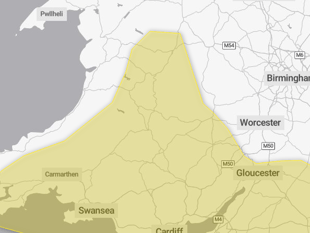 Yellow rain warning for Brecon and Radnorshire as 50–80mm expected