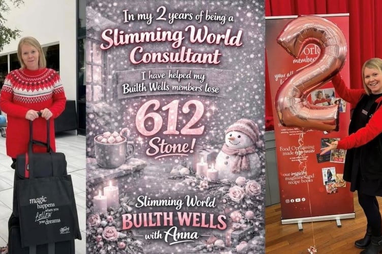Anna James, Builth Wells Slimming World consultant, celebrates two years of helping members achieve life-changing weight loss