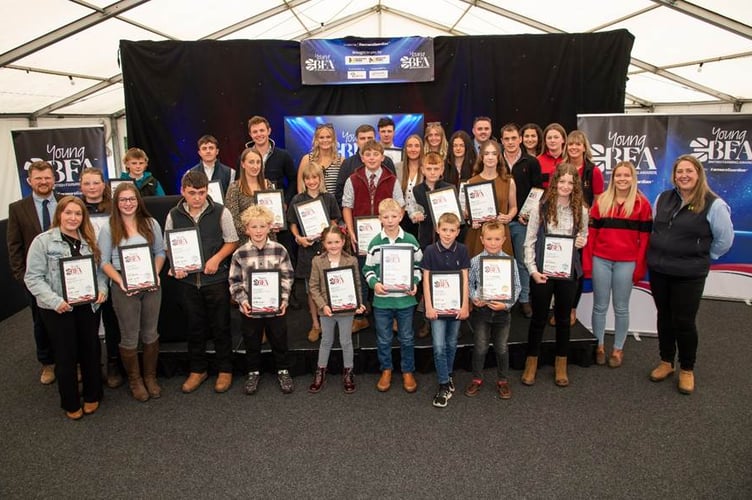 Winners at the 2025 Young British Farming Awards ceremony