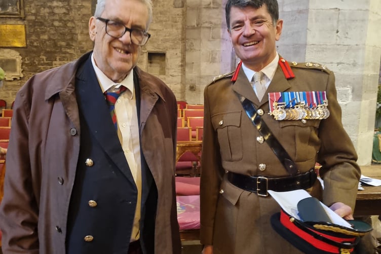 Jonathan Morgan with Brigadier Nigel Crewe-Read