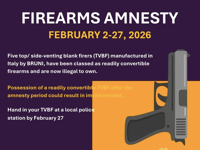 Amnesty issued as five models of firearms become illegal to own