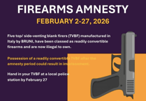 Month-long amnesty issued as five models of firearms become illegal to own