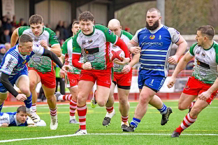 Kian Abraham on the attack for Llandovery