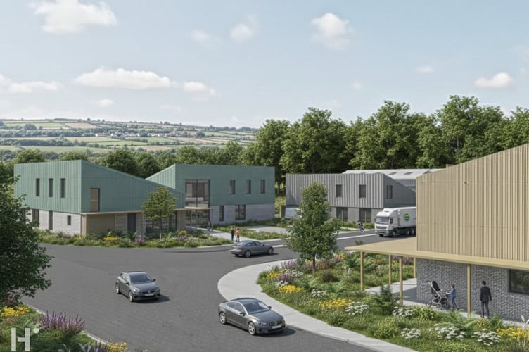 An artist’s impression showing what the new technology park in Newtown might look like