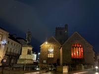 Stained glass windows at St Mary’s Church lift the winter gloom