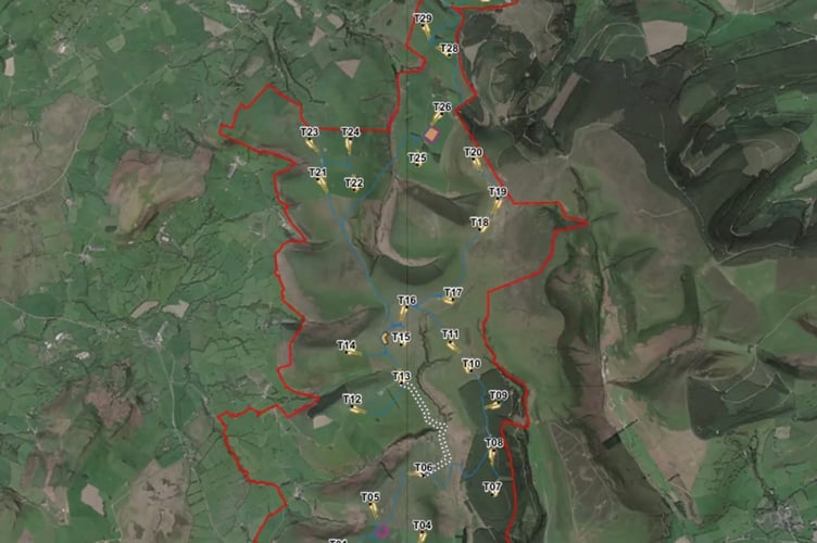 A map showing the Nant Mithil Energy Park development. PCC
