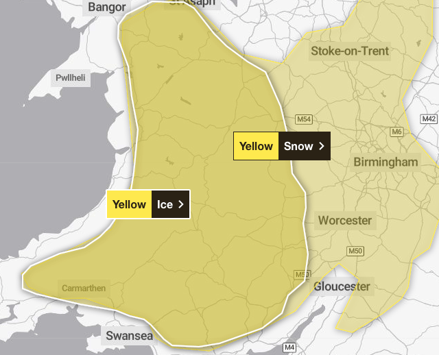 Snow and ice warnings issued for today and tomorrow
