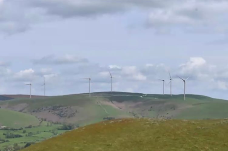 A graphic of how the Nant Mithil Energy Park turbines near Llandrindod Wells could look