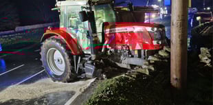 Tractor loses wheel in crash with car on A40 at Crickhowell