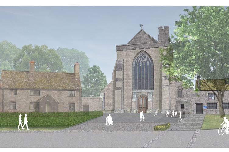 Graphic showing the proposed west wall of Brecon Cathedral