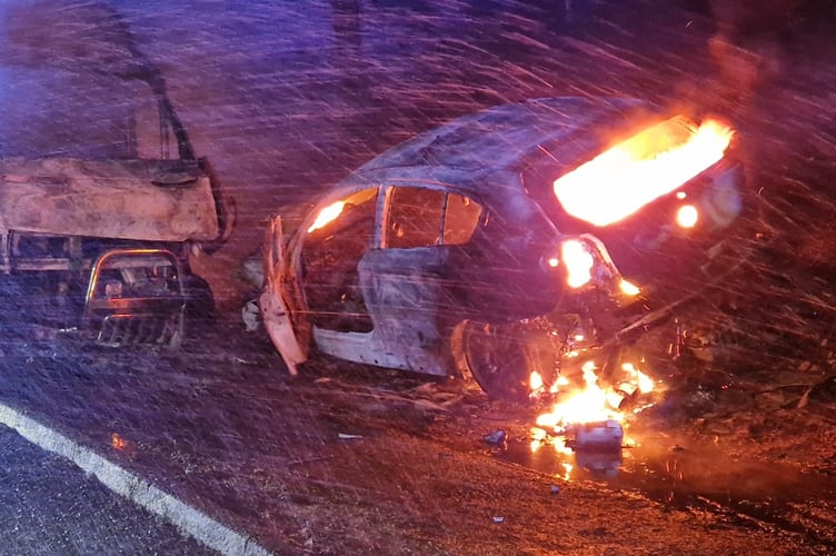 Crews from Brecon and Talgarth Fire Stations worked to tackle the fire
