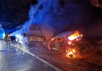Two vehicles destroyed by fire after A40 crash near Brecon