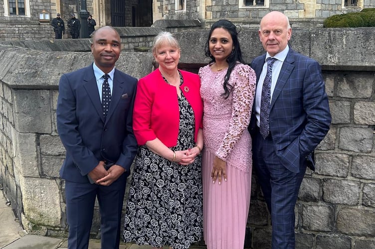 Outside Windsor Castle: Taurai Zimbi, Carol Dight, Shiny Skaria and Mario Kreft MBE
