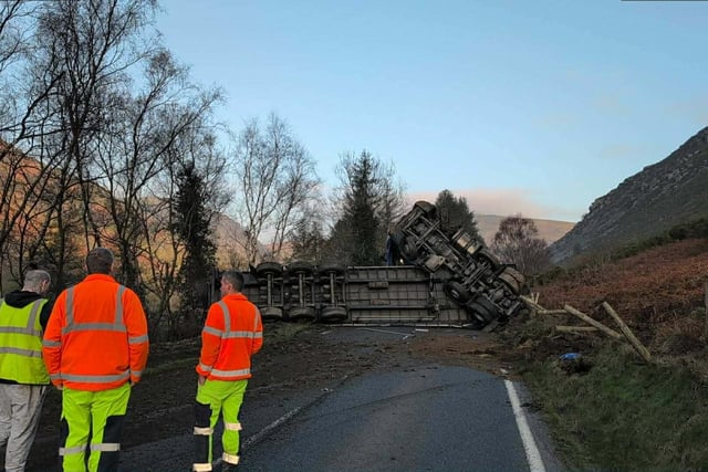 A470 remains closed after lorry overturns near Rhayader