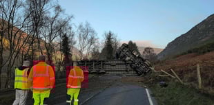 A470 remains closed after lorry overturns near Rhayader