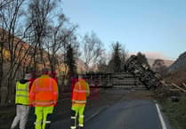 A470 remains closed after lorry overturns near Rhayader