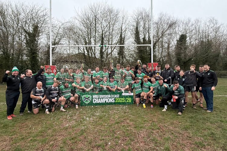 Gwernyfed celebrate another league title at Talgarth, capping a 34-game unbeaten run and back-to-back championships