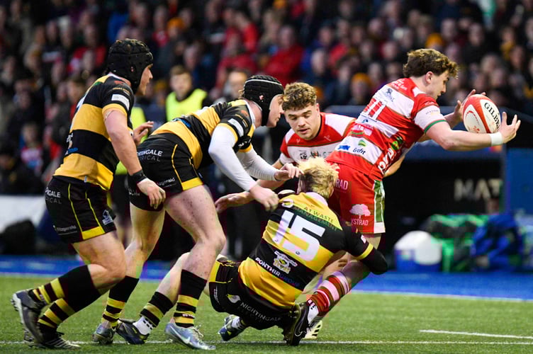 Llien Morgan is tackled by Newport