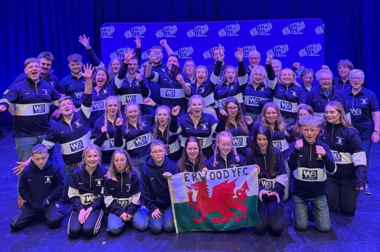 Erwood YFC celebrate their win in the English Entertainment Competition at the Wales YFC Entertainment Feast