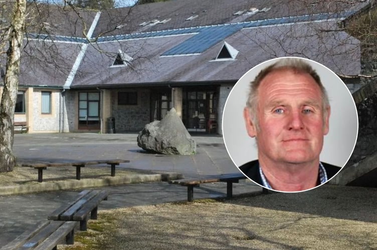 Cllr Gwynfor Thomas. Inset: Powys County Council plans to turn Ysgol Calon Cymru’s Builth Wells campus into a Welsh-medium all-through school