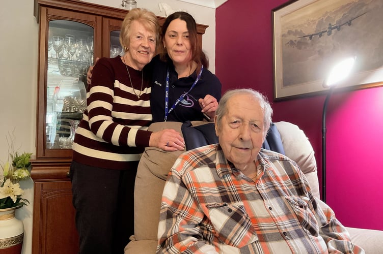 Roy and Pam from Norton with Senior Support Worker Sharon Owen of East Radnorshire Care