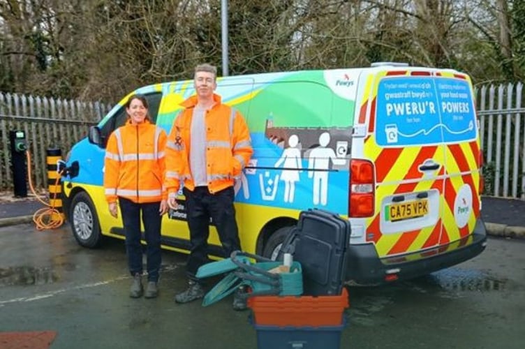 Waste Awareness Officers, James Sewell and Bethan Irwin, with one of the new electric vans