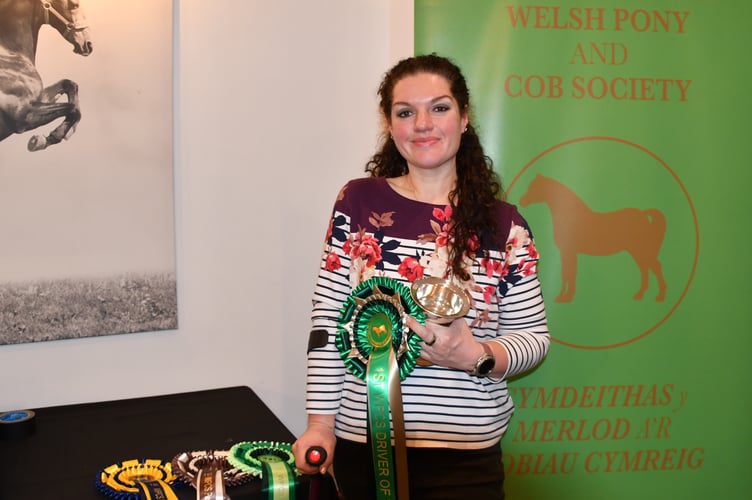 Emily Ham with her Driver of the Year award at the Welsh Pony and Cob Society Performance Awards