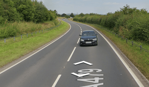 A-road near Bronllys currently closed due to collision