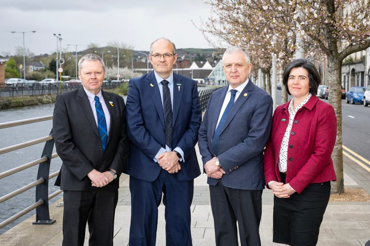 The four UK farming union presidents at the summit: Andrew Connon (NFU Scotland), Tom Bradshaw (NFU), William Irvine (UFU), and Abi Reader (NFU Cymru)