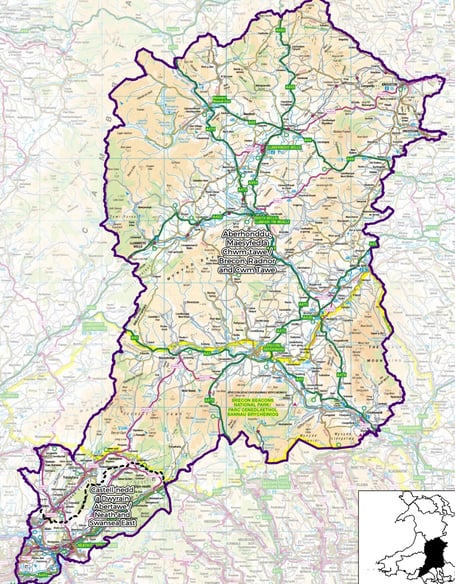 A map of the Senedd super constituency, Brycheiniog Tawe Nedd
